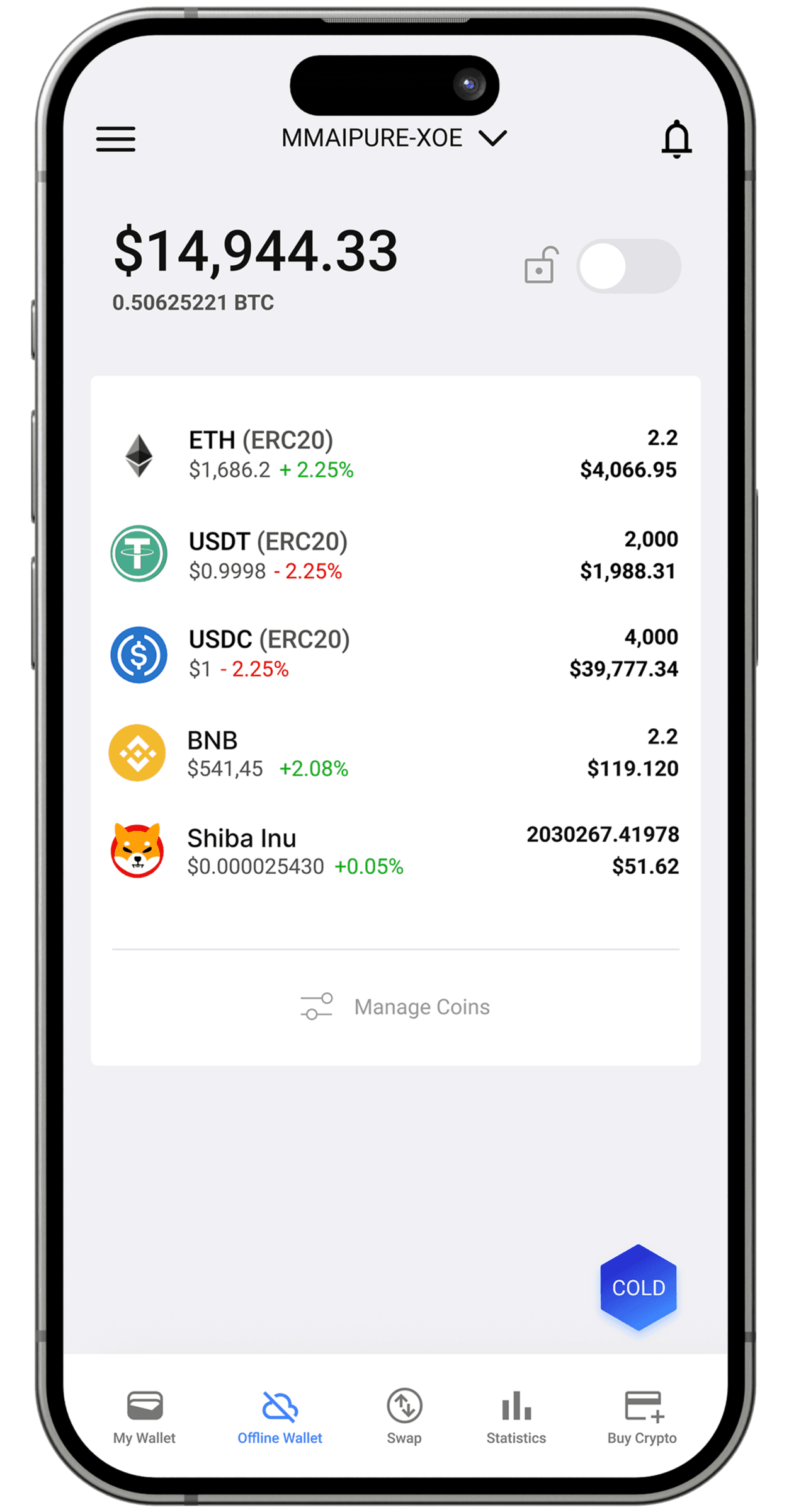 Pure Wallet Interface